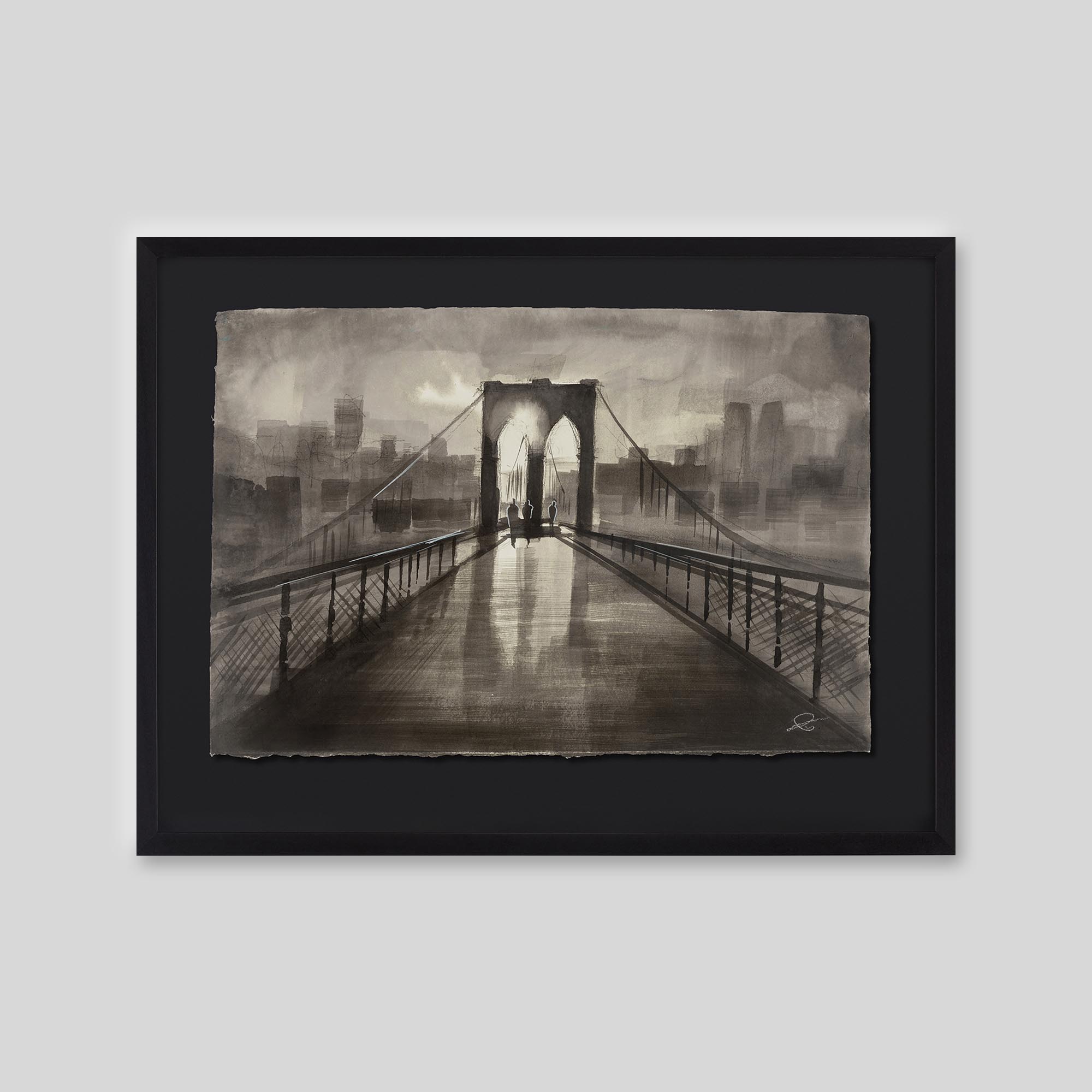 Bridge Shadows - An original ink and watercolour painting by Paul Kenton on handmade Indian paper