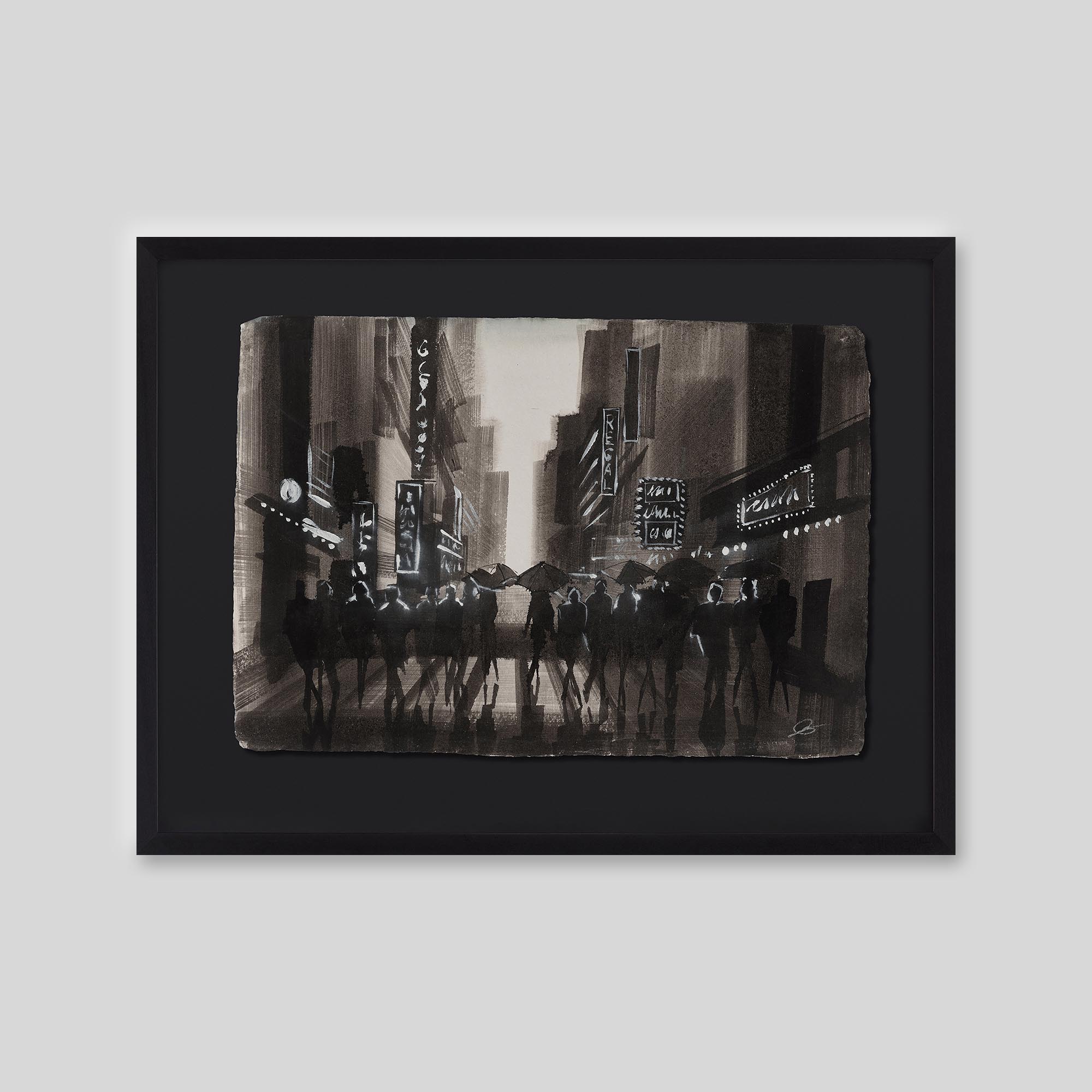 Umbrella Chorus - An original ink and watercolour painting by Paul Kenton on handmade Indian paper