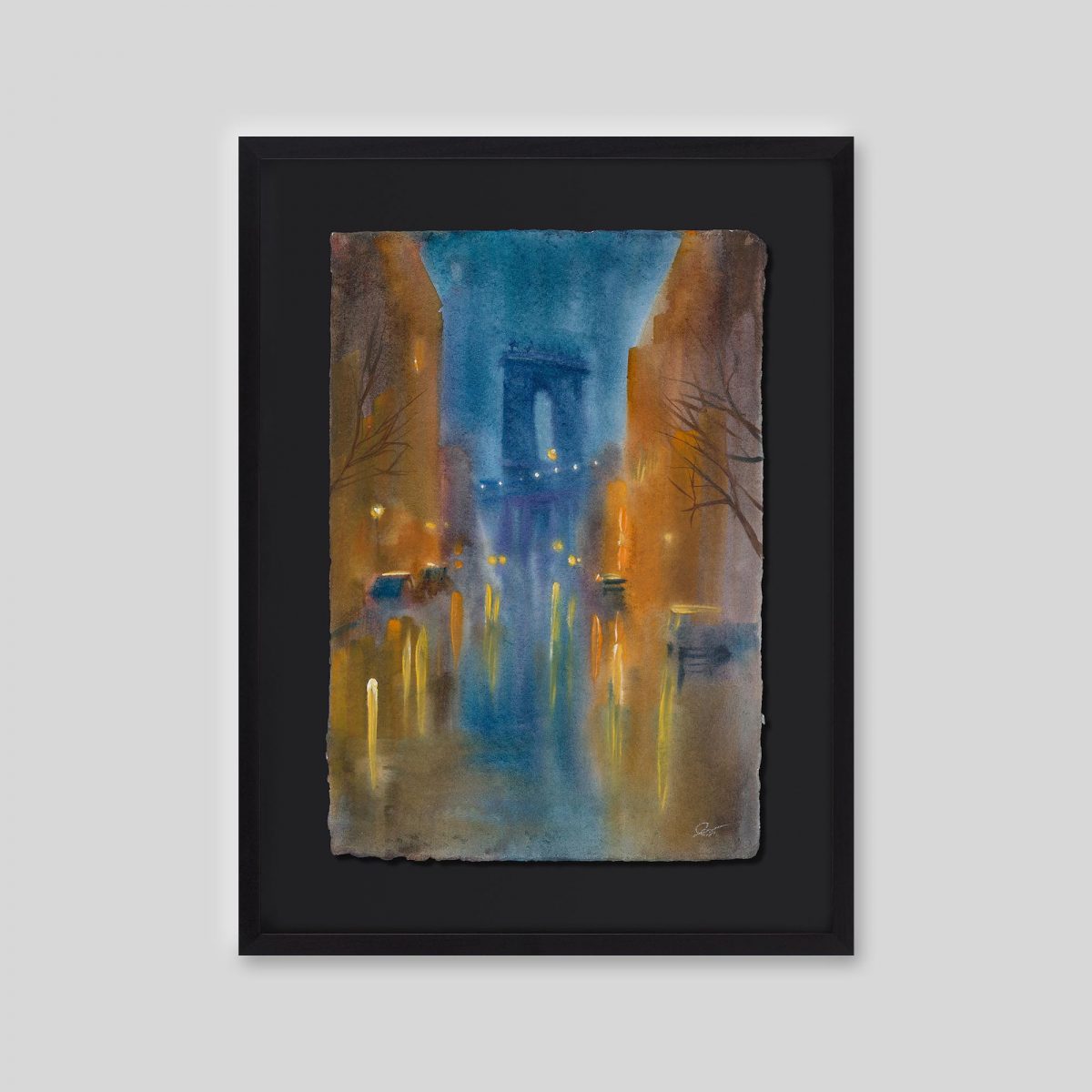 Glow Through the Fog - An original ink and watercolour painting by Paul Kenton on handmade Indian paper