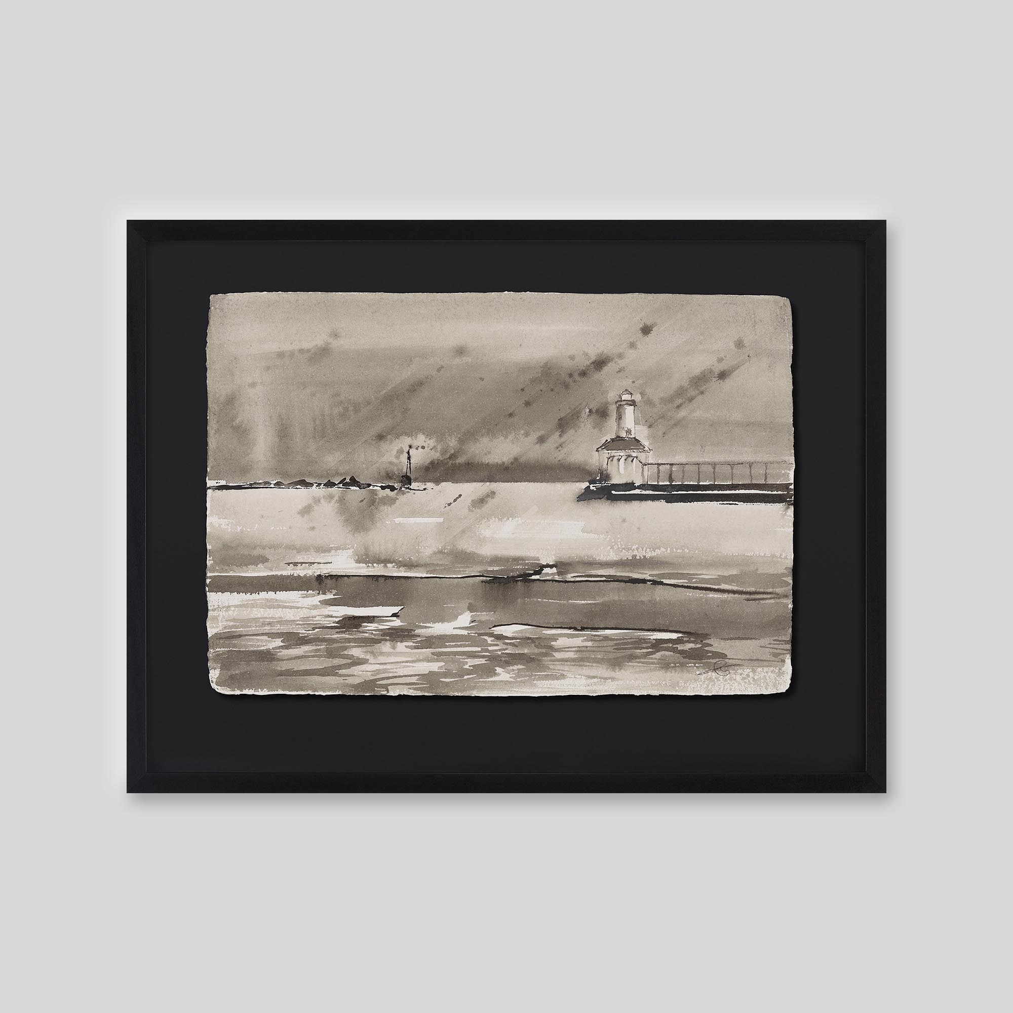 Storm on the Horizon - An original ink and watercolour painting by Paul Kenton on handmade Indian paper