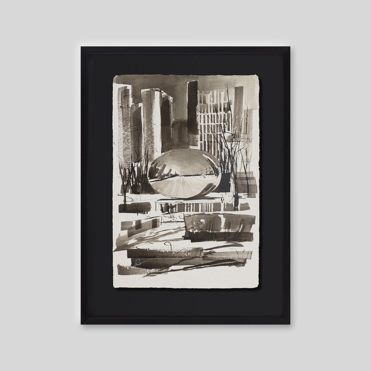 Urban Mirror - An original ink and watercolour painting by Paul Kenton on handmade Indian paper