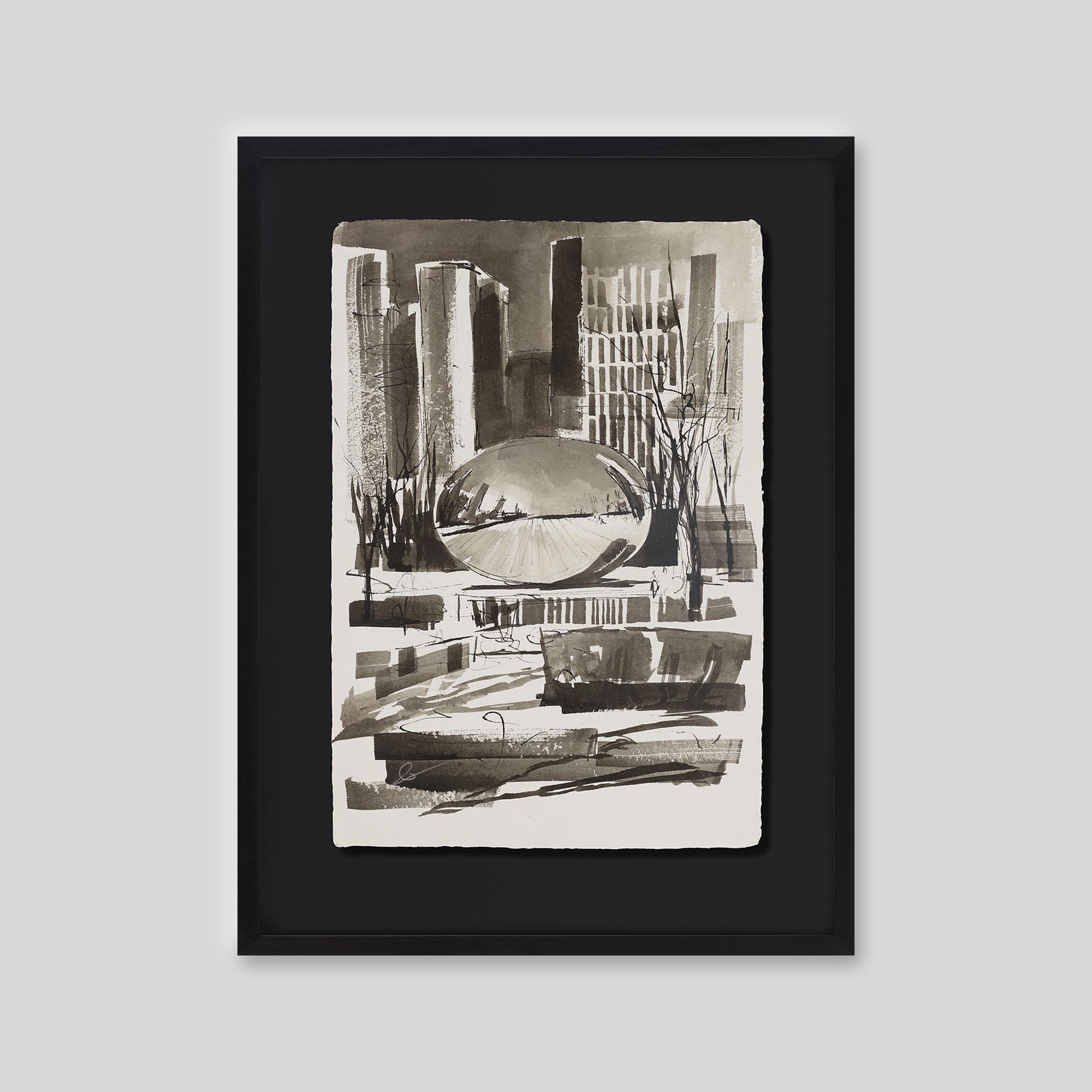 Urban Mirror - An original ink and watercolour painting by Paul Kenton on handmade Indian paper