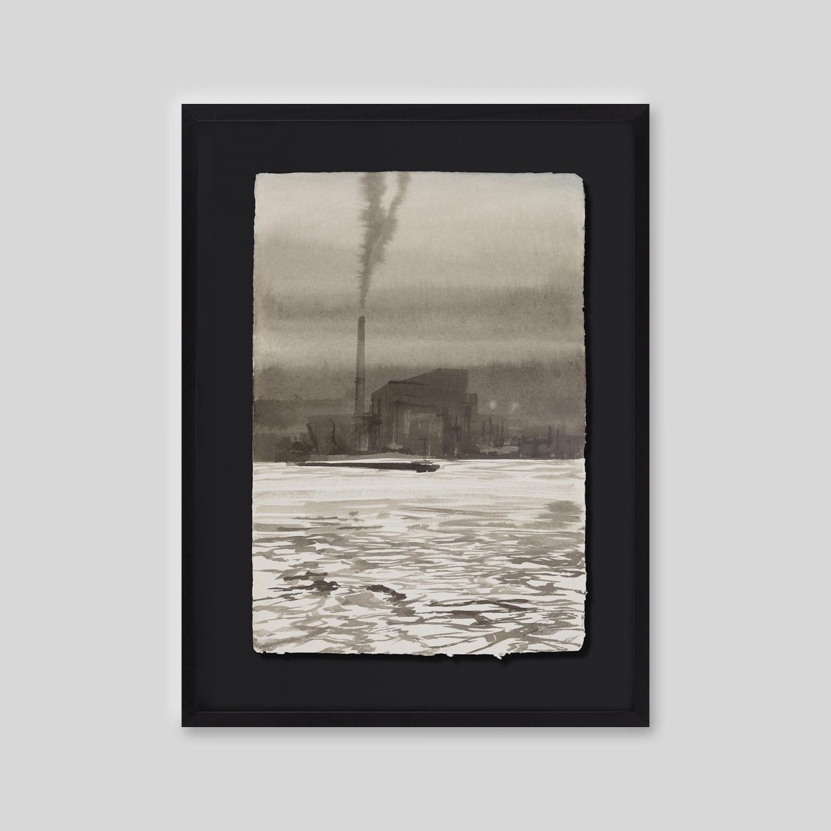Smoke on the Water - An original ink and watercolour painting by Paul Kenton on handmade Indian paper