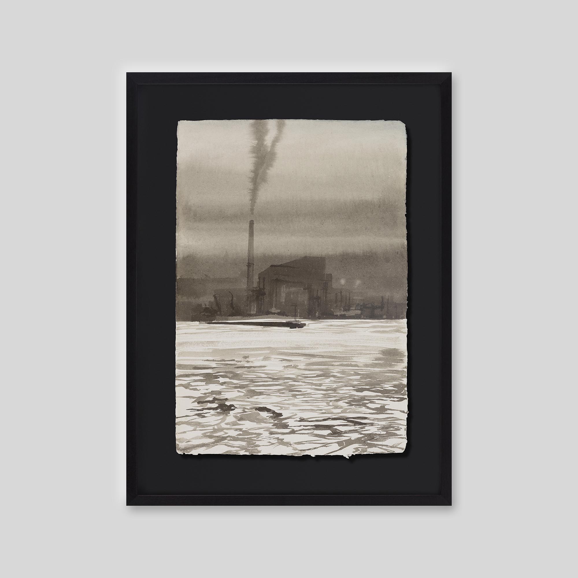 Smoke on the Water - An original ink and watercolour painting by Paul Kenton on handmade Indian paper