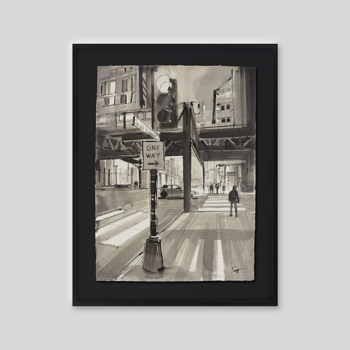 Urban Contours - An original ink and watercolour painting by Paul Kenton on handmade Indian paper