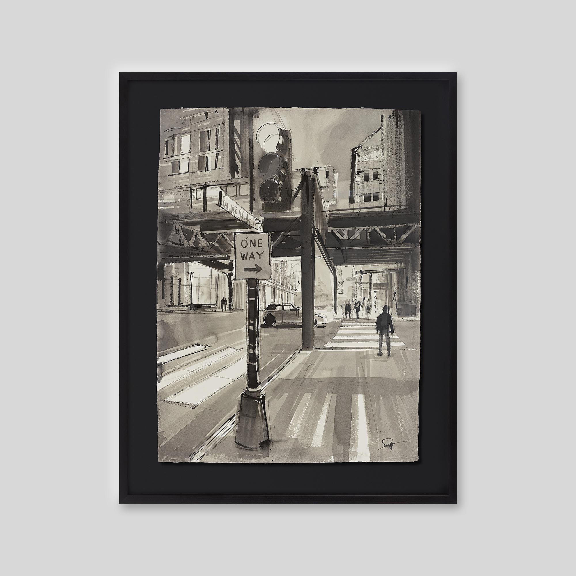 Urban Contours - An original ink and watercolour painting by Paul Kenton on handmade Indian paper