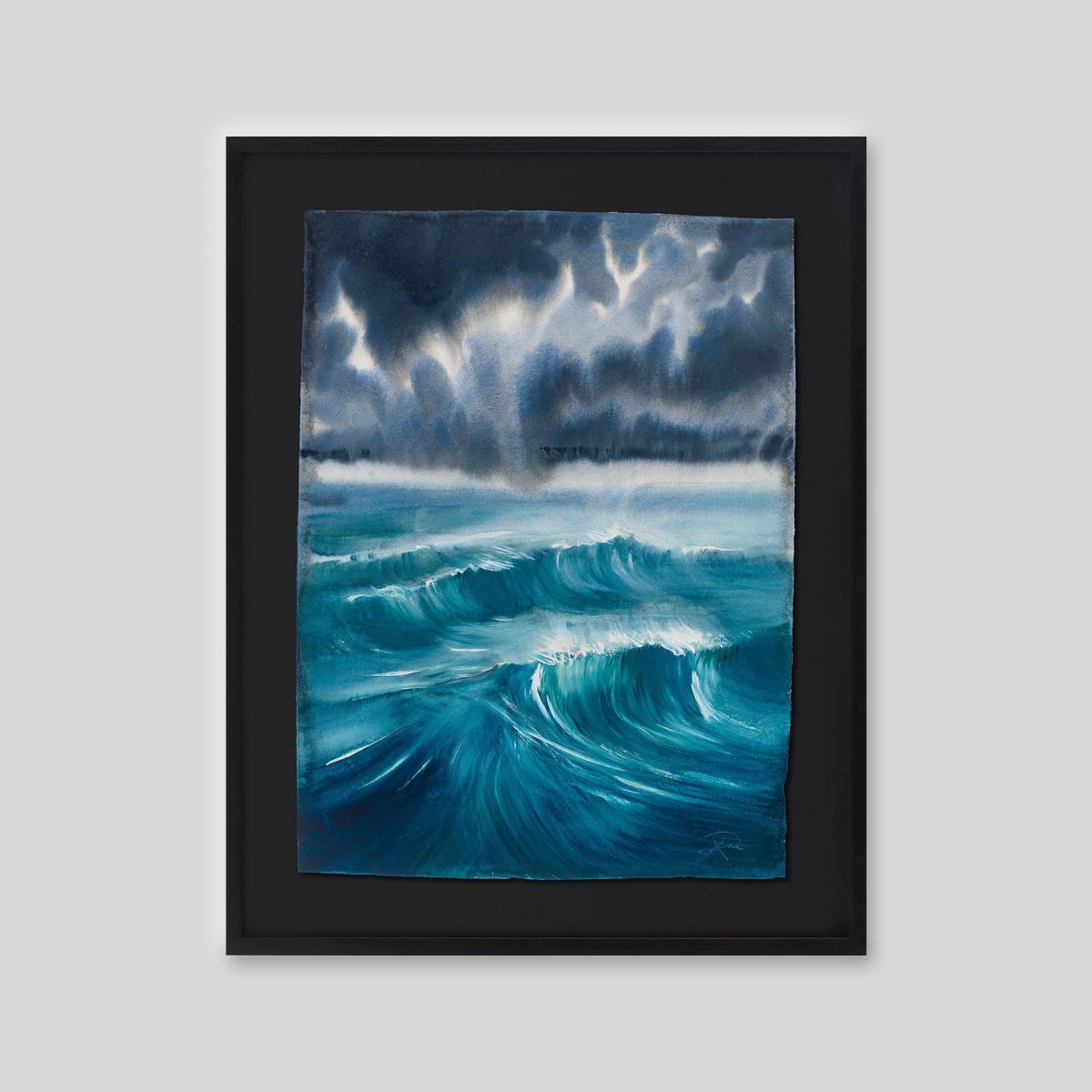 Blue Surge - An original ink and watercolour painting by Paul Kenton on handmade Indian paper