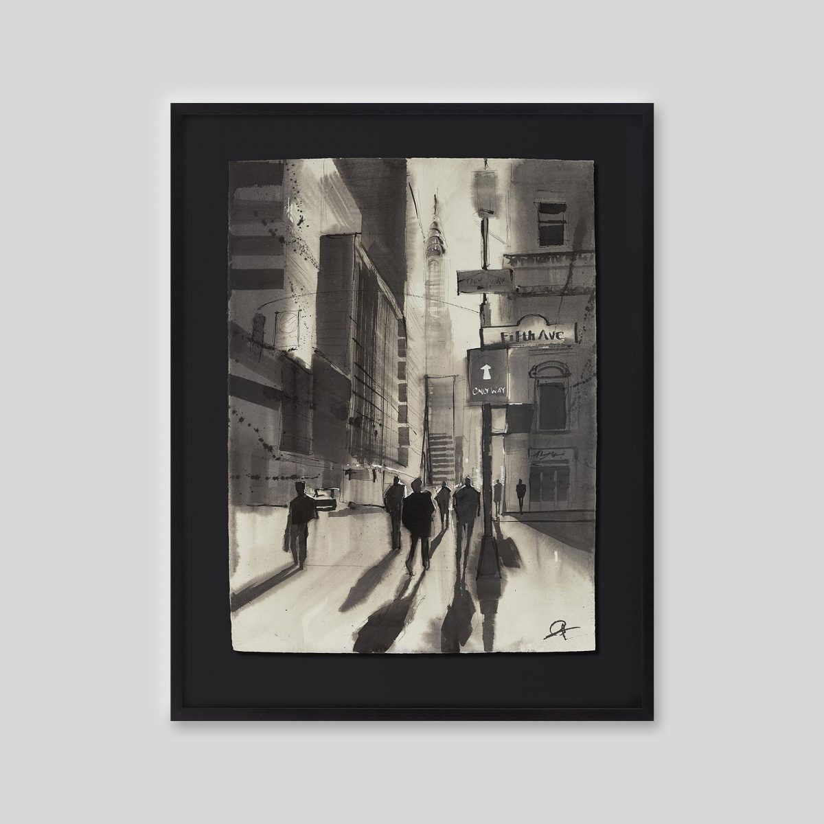 Fifth Avenue Haze - An original ink and watercolour painting by Paul Kenton on handmade Indian paper