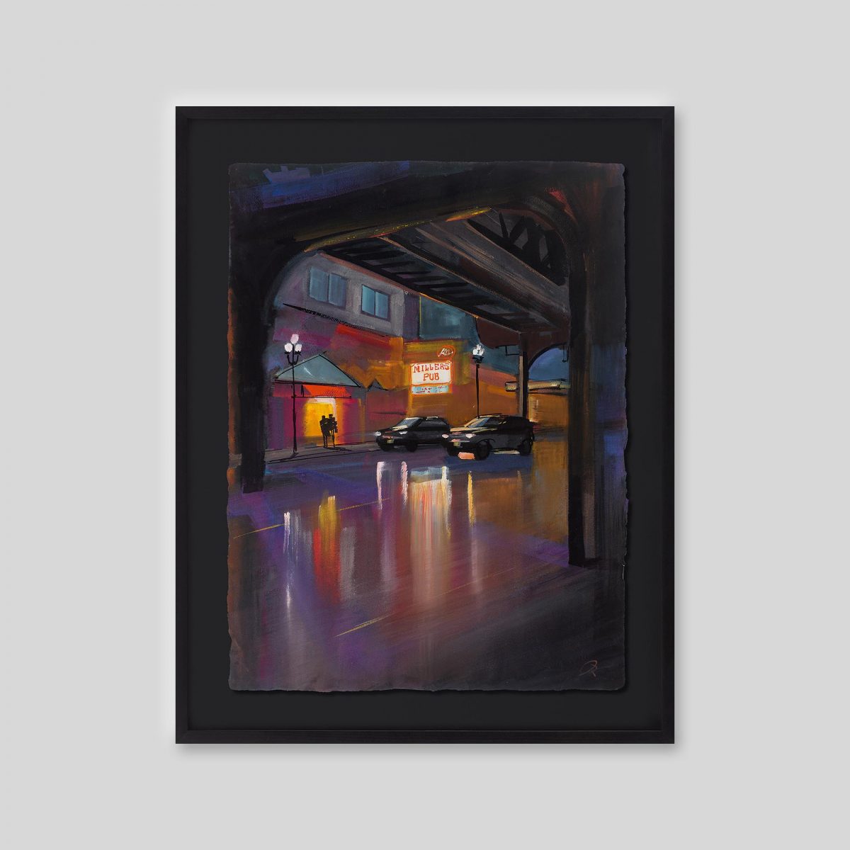 City Glow - An original ink and watercolour painting by Paul Kenton on handmade Indian paper