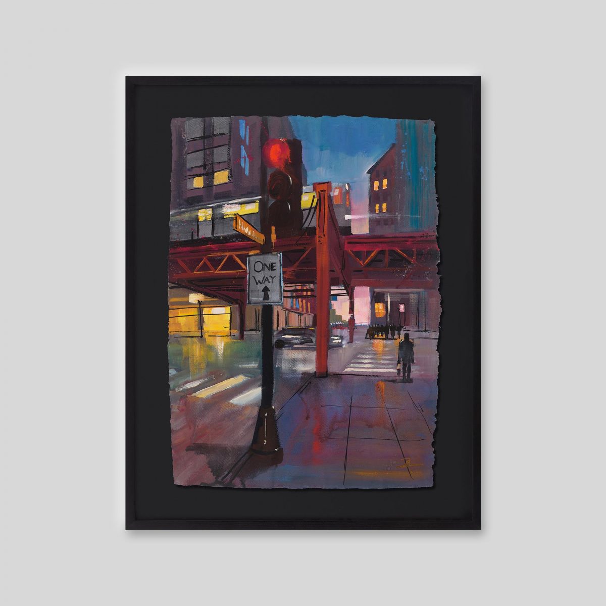 Nightfall Crossing - An original ink and watercolour painting by Paul Kenton on handmade Indian paper