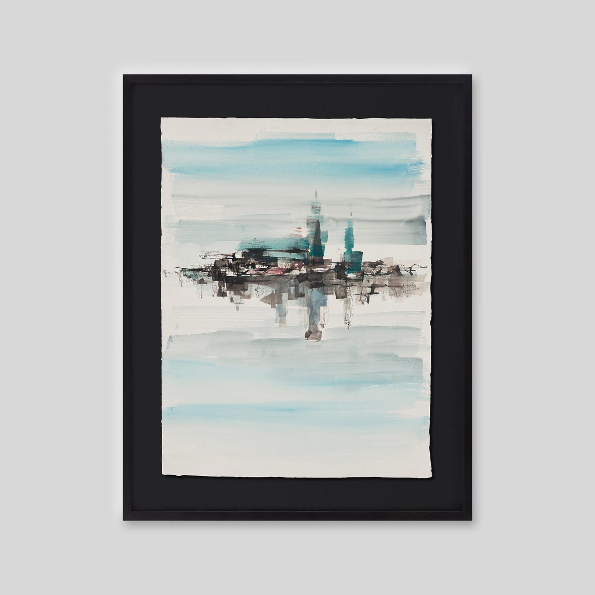 Skyline Echoes - An original ink and watercolour painting by Paul Kenton on handmade Indian paper