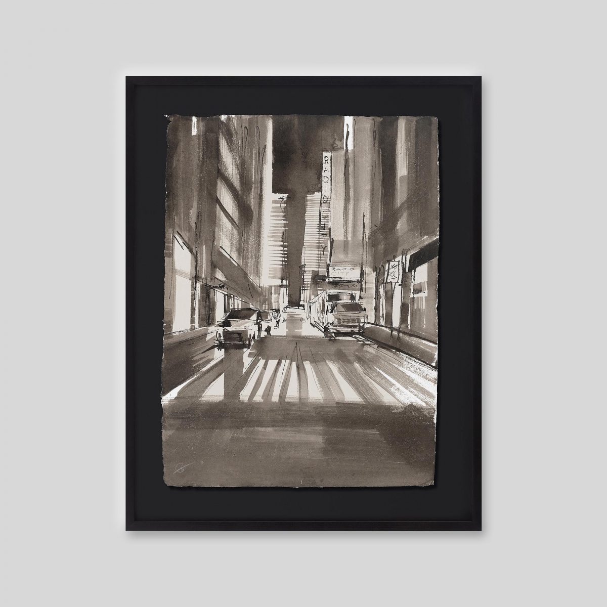 Radio City Shades - An original ink and watercolour painting by Paul Kenton on handmade Indian paper