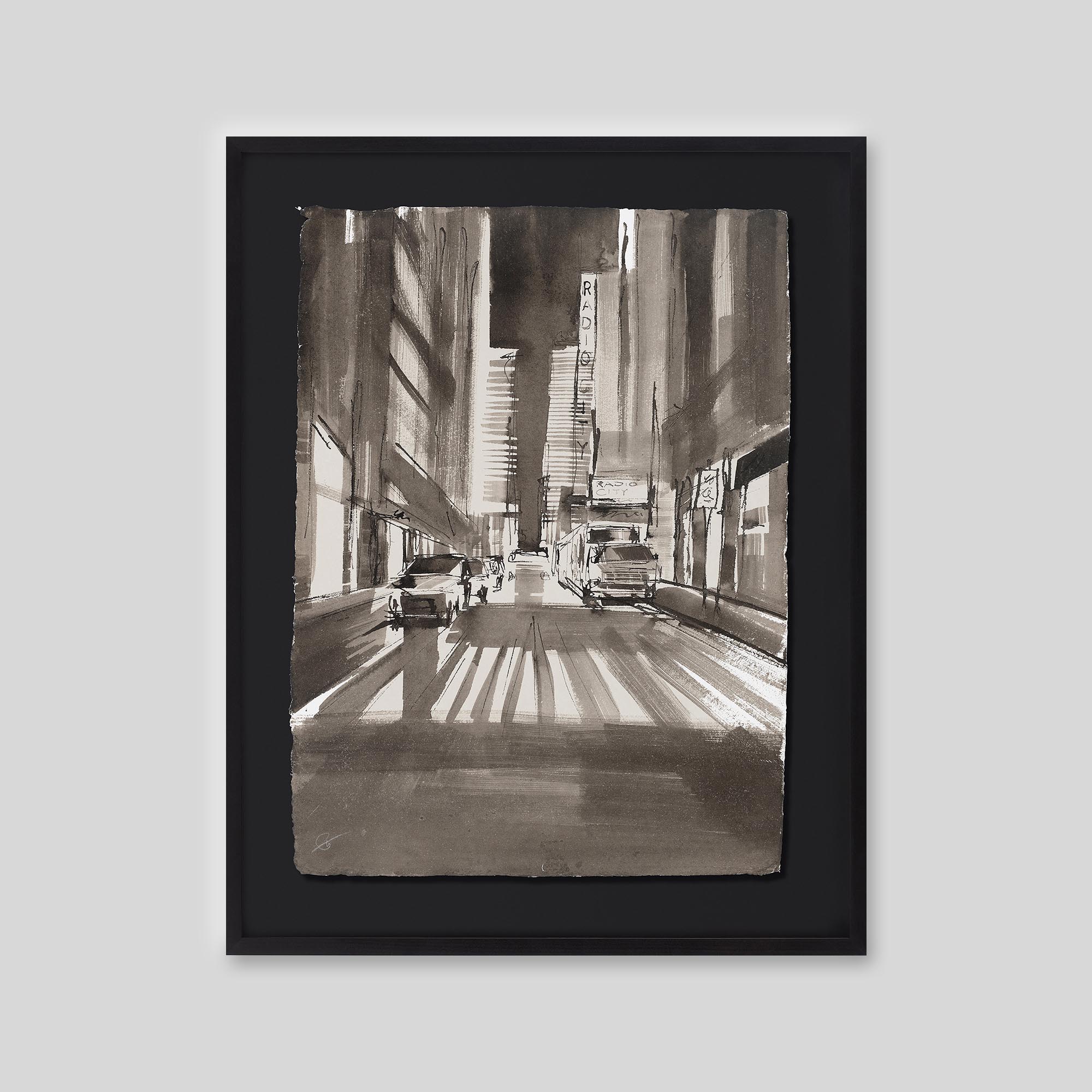 Radio City Shades - An original ink and watercolour painting by Paul Kenton on handmade Indian paper