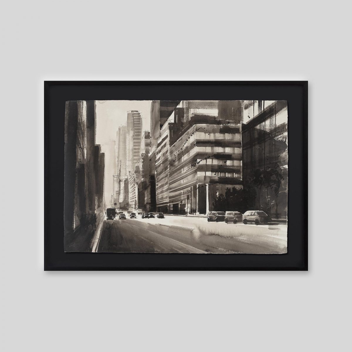 Into the Glare - An original ink and watercolour painting by Paul Kenton on handmade Indian paper