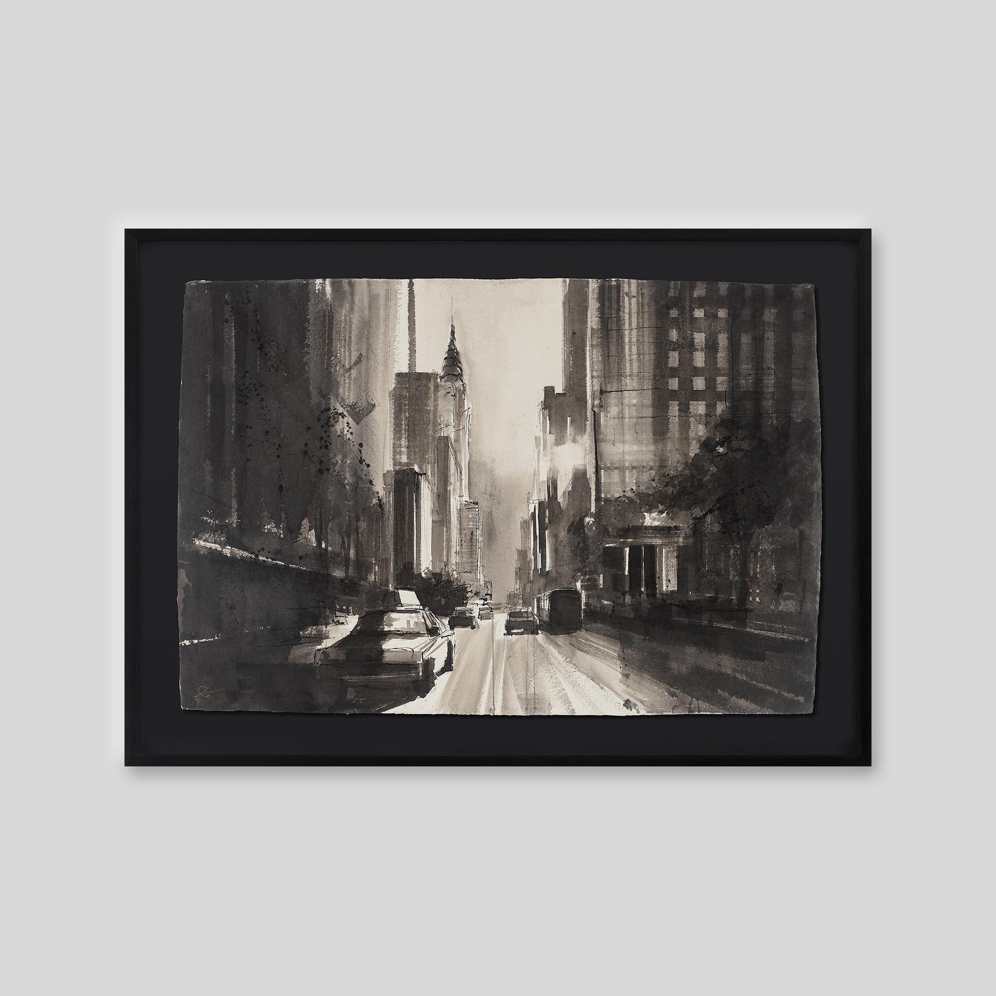Chrysler Drift - An original ink and watercolour painting by Paul Kenton on handmade Indian paper