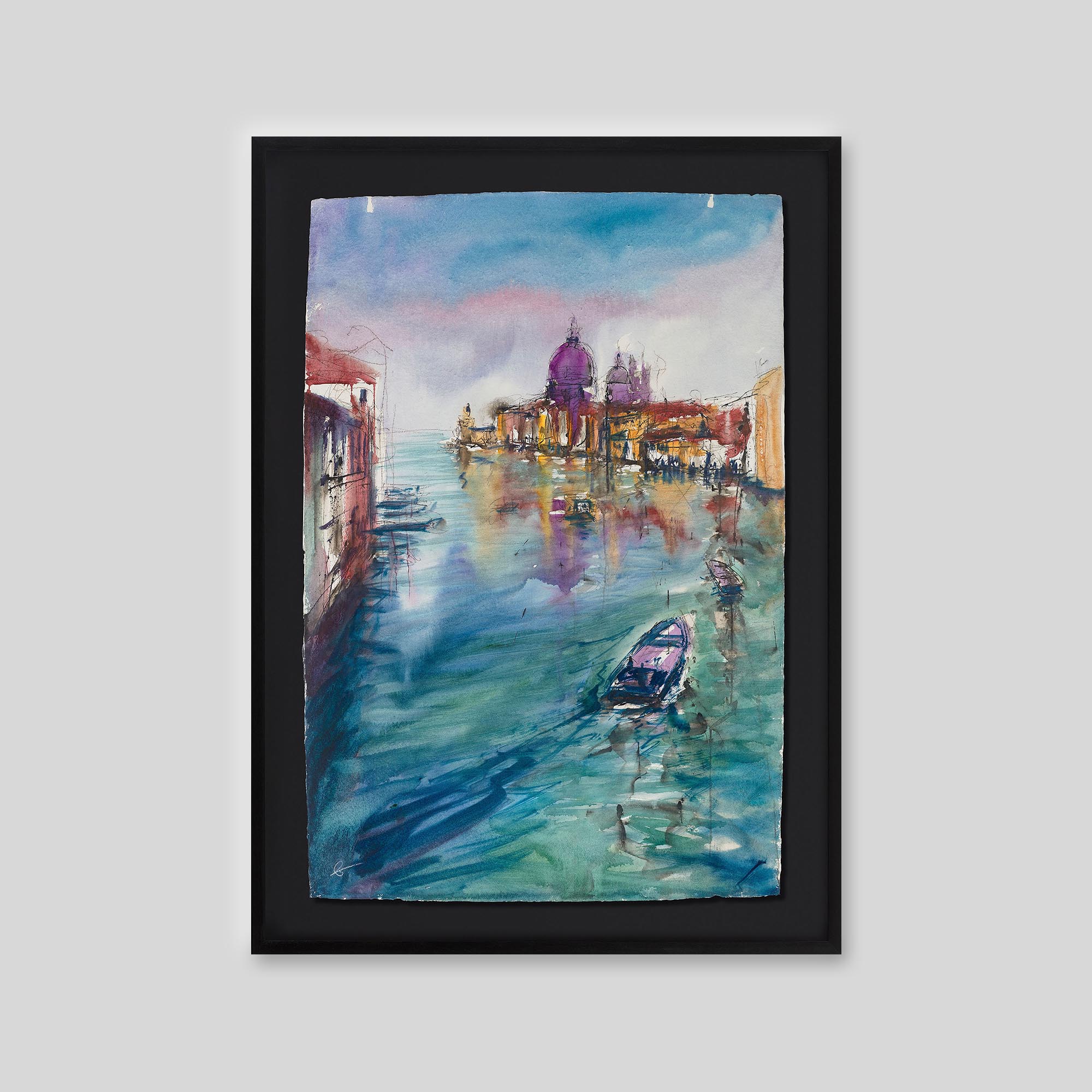 Serene Currents - An original ink and watercolour painting by Paul Kenton on handmade Indian paper
