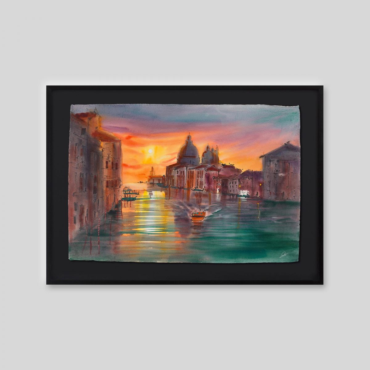 Venetian Drift - An original ink and watercolour painting by Paul Kenton on handmade Indian paper