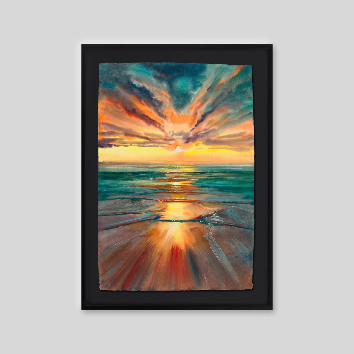 Gleaming Tides - An original ink and watercolour painting by Paul Kenton on handmade Indian paper