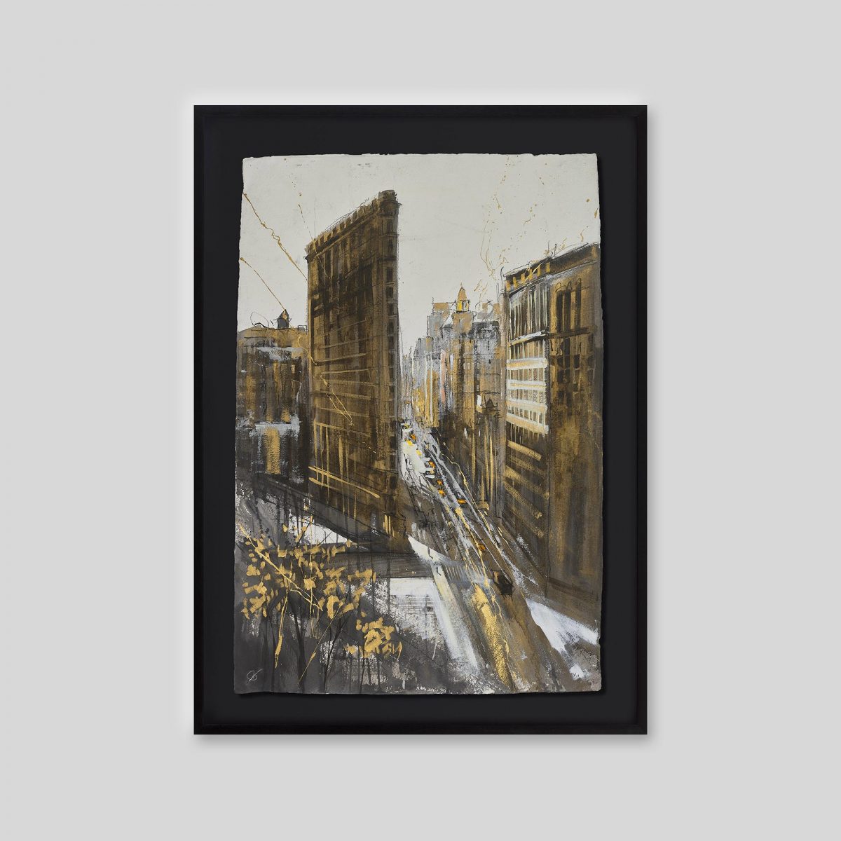 Flat Iron Rush - An original ink and watercolour painting by Paul Kenton on handmade Indian paper