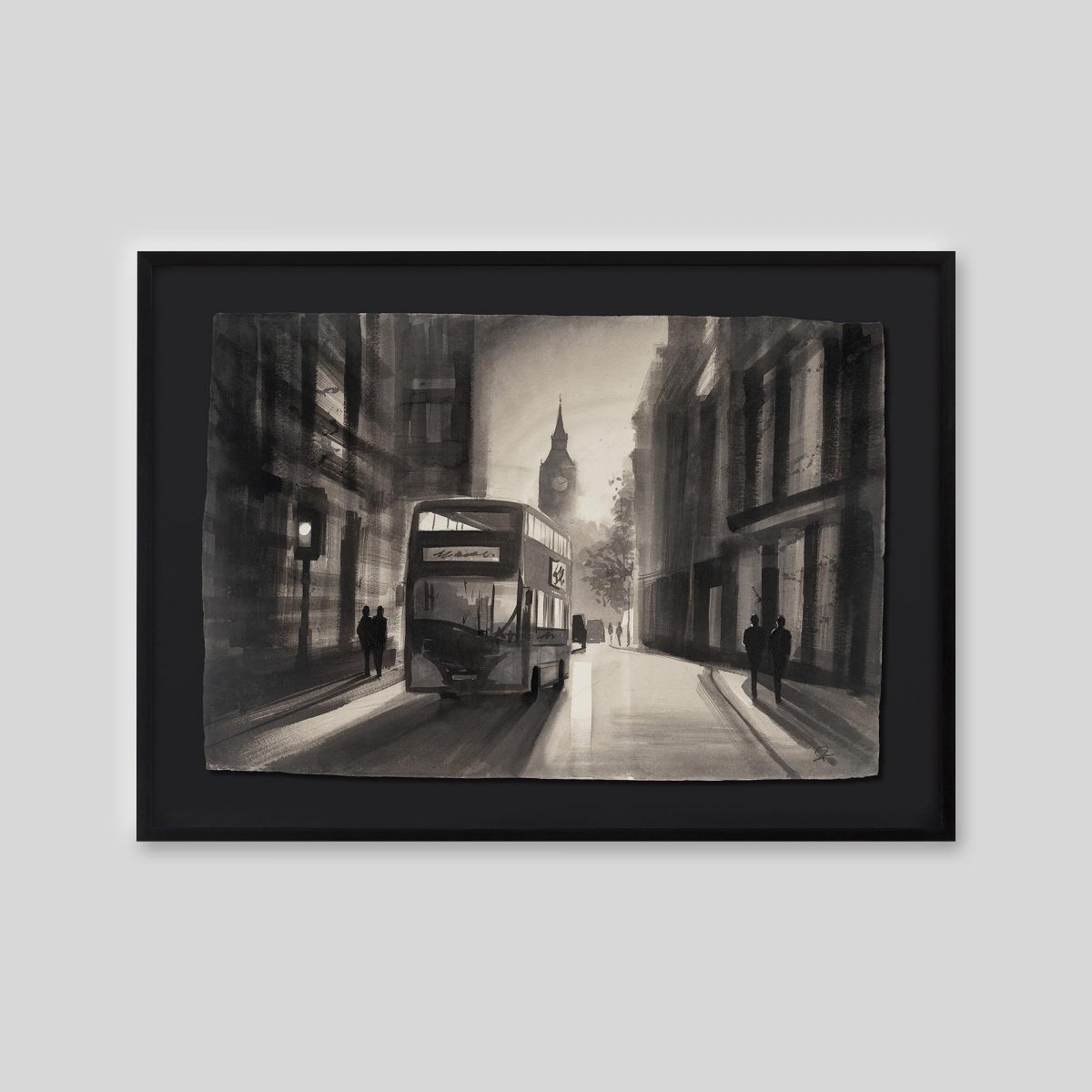 Chasing the Day - An original ink and watercolour painting by Paul Kenton on handmade Indian paper