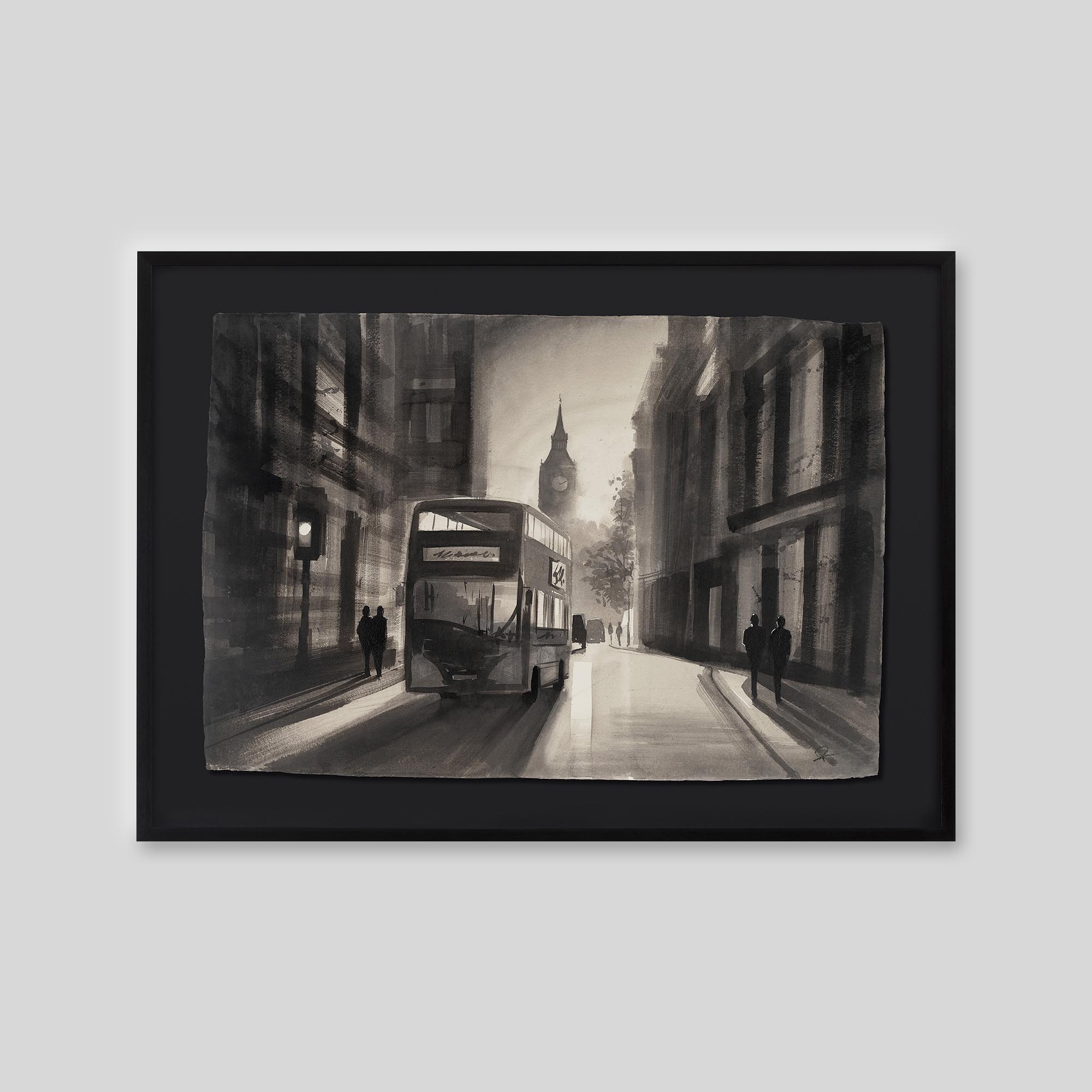 Chasing the Day - An original ink and watercolour painting by Paul Kenton on handmade Indian paper