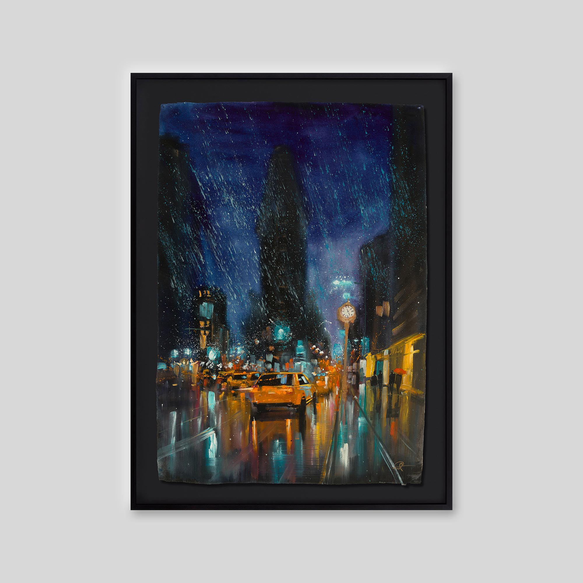 Flatiron Downpour - An original ink and watercolour painting by Paul Kenton on handmade Indian paper