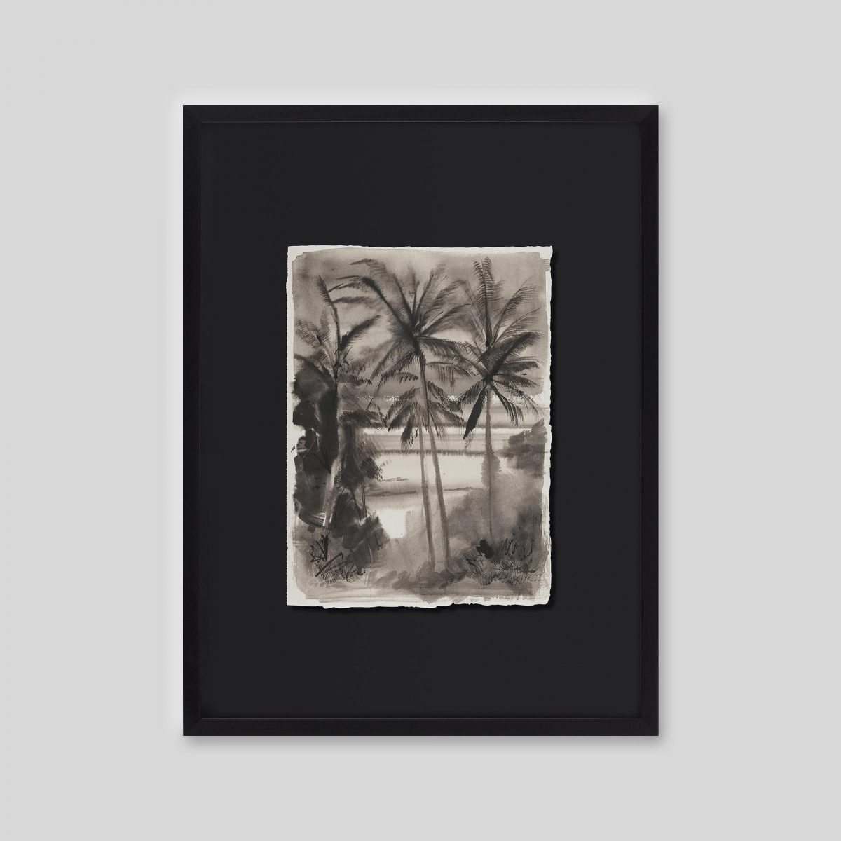 Beneath the Palms - An original ink and watercolour painting by Paul Kenton on handmade Indian paper
