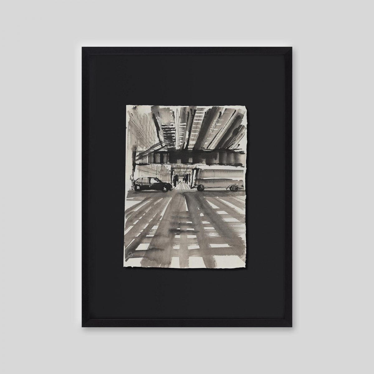 Vanishing Lines - An original ink and watercolour painting by Paul Kenton on handmade Indian paper