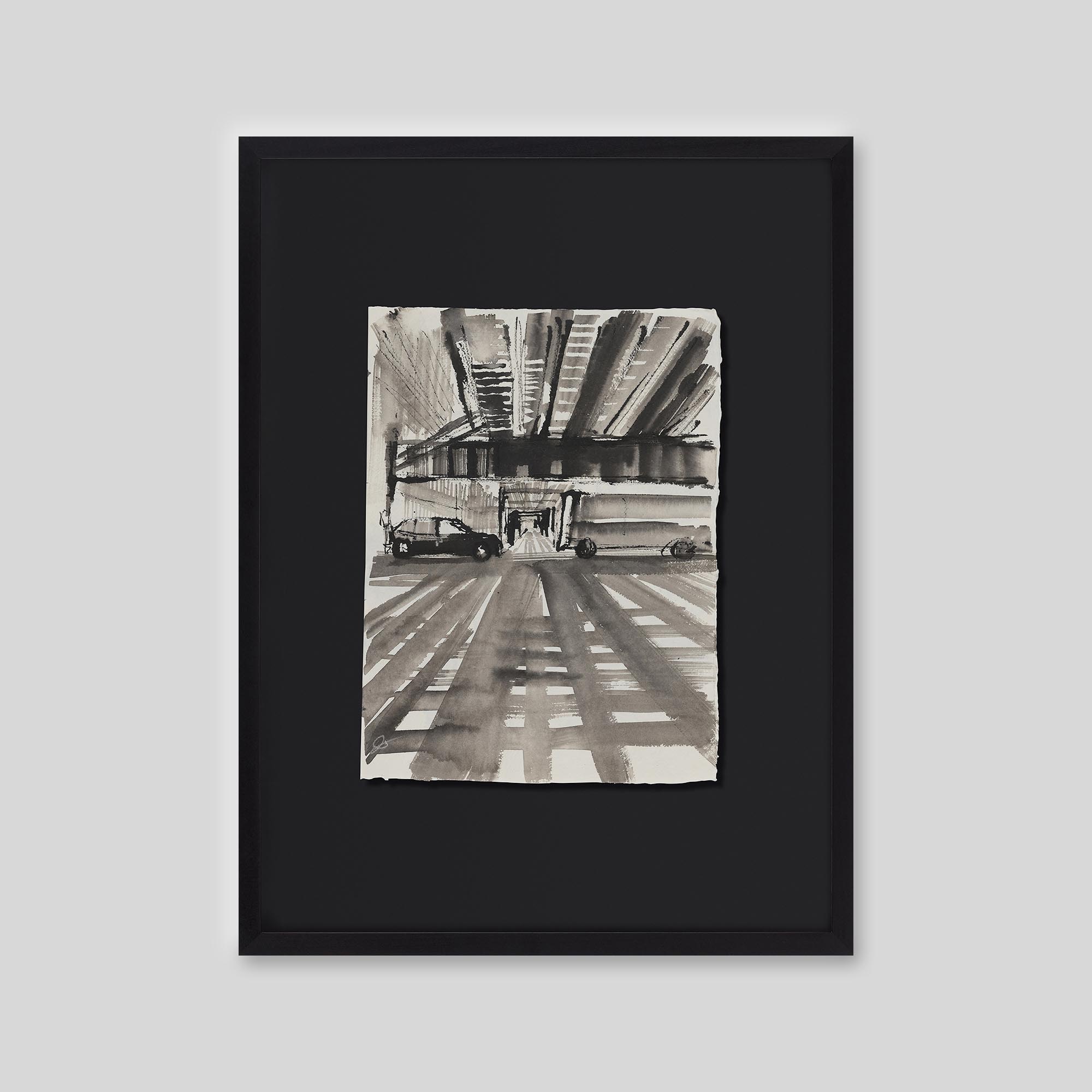 Vanishing Lines - An original ink and watercolour painting by Paul Kenton on handmade Indian paper