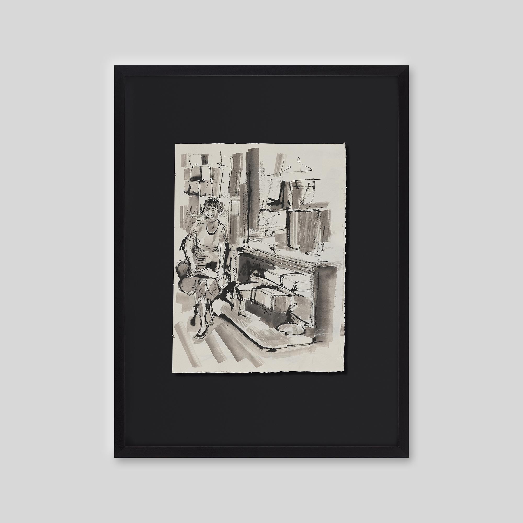Pause Between Moments - An original ink and watercolour painting by Paul Kenton on handmade Indian paper