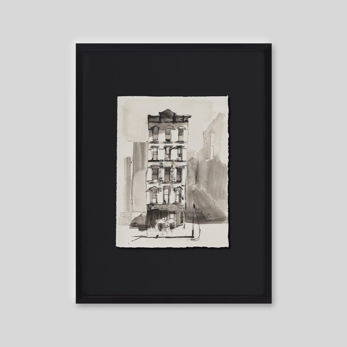 Facade In Light - An original ink and watercolour painting by Paul Kenton on handmade Indian paper