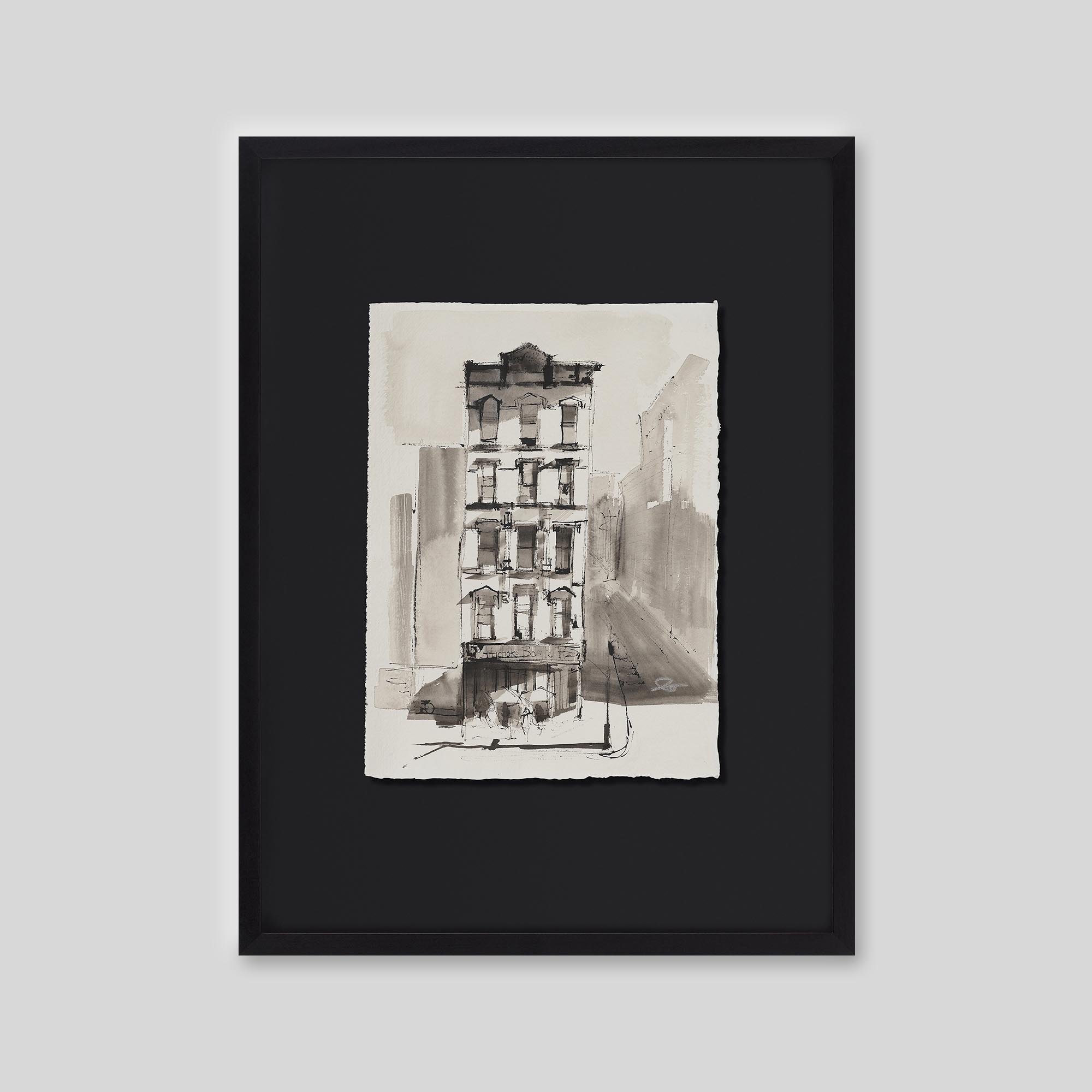 Facade In Light - An original ink and watercolour painting by Paul Kenton on handmade Indian paper