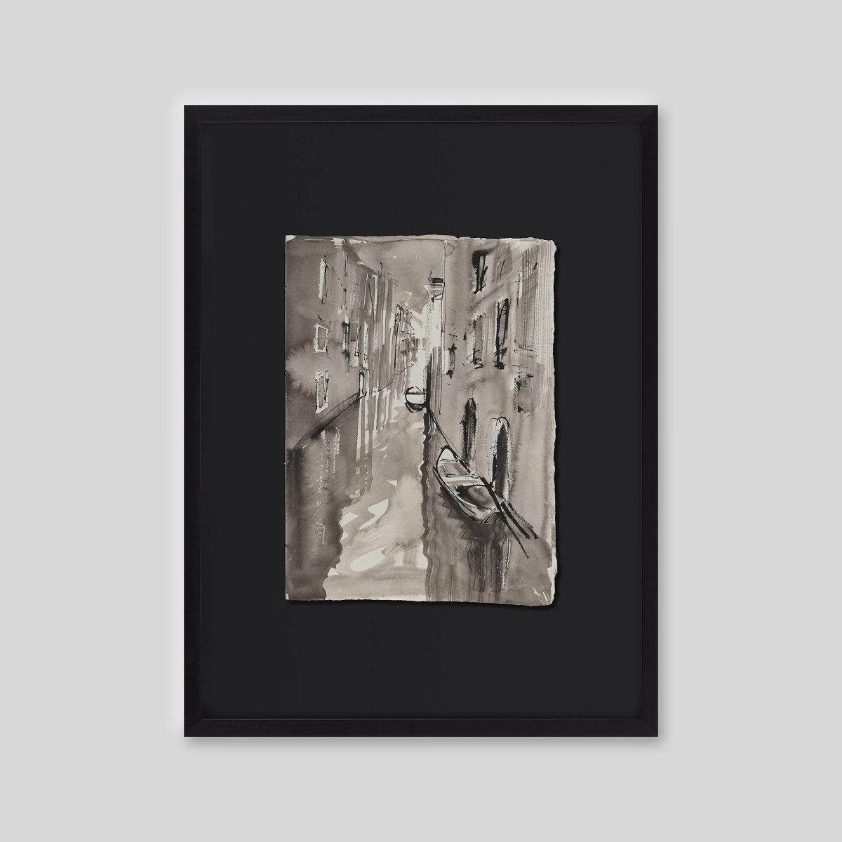 Reflections in Motion - An original ink and watercolour painting by Paul Kenton on handmade Indian paper